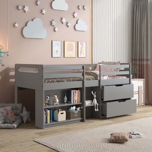 Fabiana Twin Loft Bed (Grey)