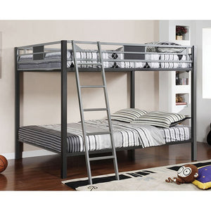 Cletis Contemporary Full Bunk Bed (Silver/Gun Metal)
