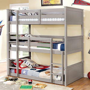 Therese Transitional Triple Twin Bunk Bed (Grey)