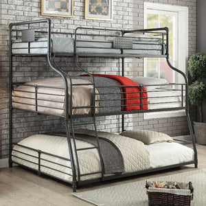 Olga Triple Decker Twin-Over-Full-Over-Queen Bunk Bed (Black)