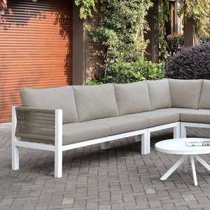 Sasha Patio Sectional (White/Light Taupe)