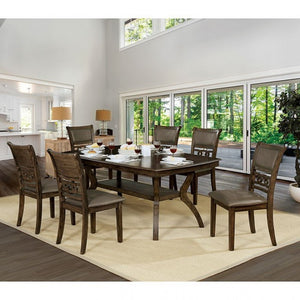 Holly 7-PCS Rectangular Dining Set (Walnut/Grey)