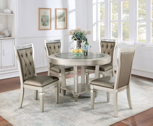 Adelina 5-PCS Round Dining Set (Champagne)