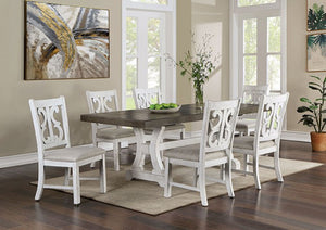 Auletta 7-PCS Dining Set (Distressed White/Grey)