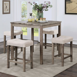 Torrean 5-PCS Counter Height  Dining Set (Grey/Beige)