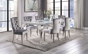 Neuveville  Dining Set (White/Chrome/Grey)