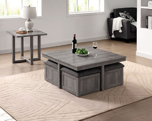 Radnor Coffee Table with Ottoman (Light Grey)