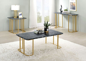 Calista Living Room Table Collection (Gold/Black)