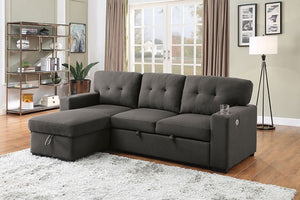 Sammy Sleeper Sectional (Dark Grey)