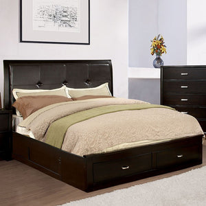 Enrico Contemporary California King Bed with Footboard Drawers (Espresso)