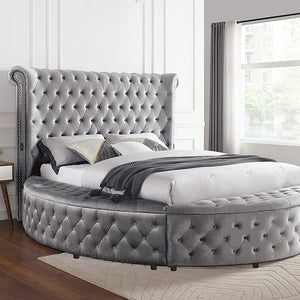 Sansom Velvet Bed (Grey)