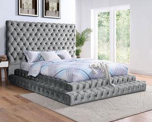 Stefania Glamorous California King Bed (Grey)