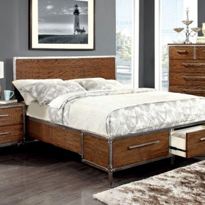 Torres Industrial California King Bed (Dark Oak/Silver)