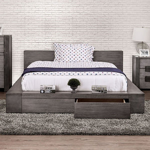 Janeiro Rustic Bed With Drawers (Grey)