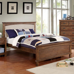 Colin Padded Headboard Transitional Bed (Dark Oak)