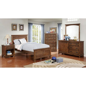 Colin Wood Headboard Transitional Bed (Dark Oak)