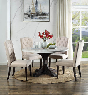 Gerardo 5-PCS Round Table Dining Set (Marble Top/Weathered Espresso)