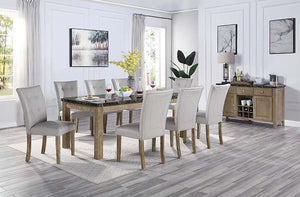 Charnell 9-PCS Dining Set (Marble/Oak)