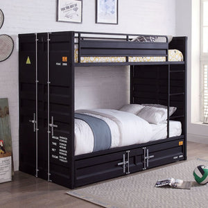 Estonne Twin Bunk Bed with Trundle (Black)
