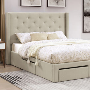 Mitchelle Contemporary Bed (Beige)