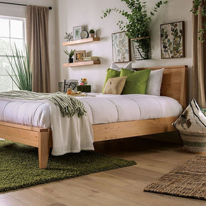 Williamette Mid-Modern Bed (Light Oak)