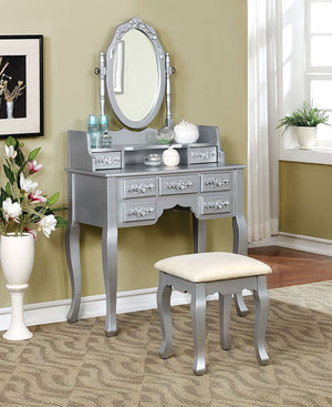 Harriet Vanity With Stool in Silver
