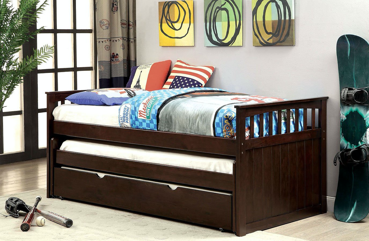 Triple Twin DayBed In Espresso Fully Furnished