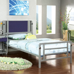Prado Contemporary Full Bed (Silver/Dark Blue)