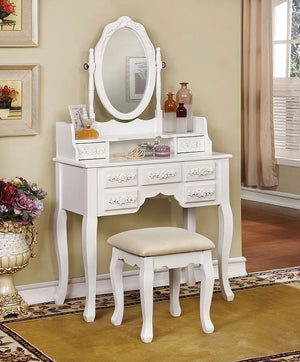 Harriet Vanity With Stool (White)