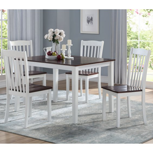 Leigh Modern 5pc Dining Set (White/Walnut)