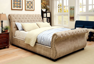 Noemi Button Tufted Bed (Mocha)