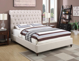 Devon Upholstered Bed (Beige)
