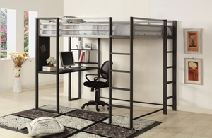 Sherman Loft Bunk Bed with Desk (Silver/Grey)