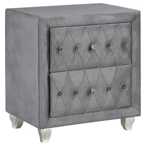 Deanna Bedroom Collection in Grey Velvet