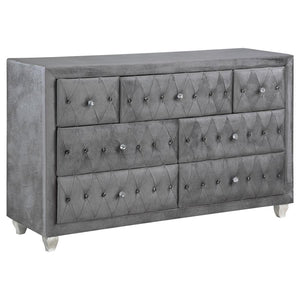 Deanna Bedroom Collection in Grey Velvet