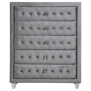 Deanna Bedroom Collection in Grey Velvet