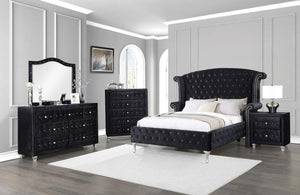 Deanna Bedroom Collection in Black Velvet