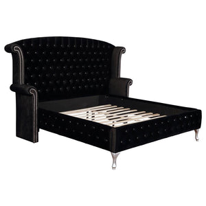 Deanna Bedroom Collection in Black Velvet