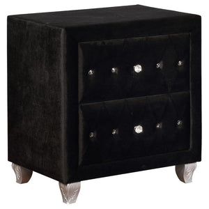 Deanna Bedroom Collection in Black Velvet