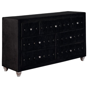 Deanna Bedroom Collection in Black Velvet