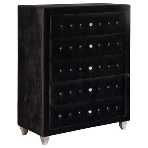 Deanna Bedroom Collection in Black Velvet