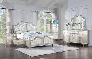 Evangeline Wood LED Panel Bedroom Collection In Silver Oak