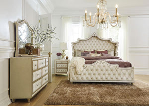 Antonella Velvet Upholstered Bedroom Collection in Ivory