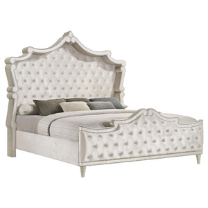 Antonella Velvet Upholstered Bedroom Collection in Ivory