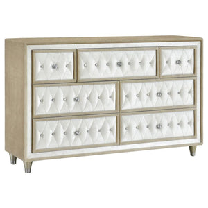 Antonella Velvet Upholstered Bedroom Collection in Ivory