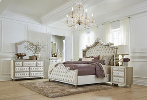 Antonella Velvet Upholstered Bedroom Collection in Ivory