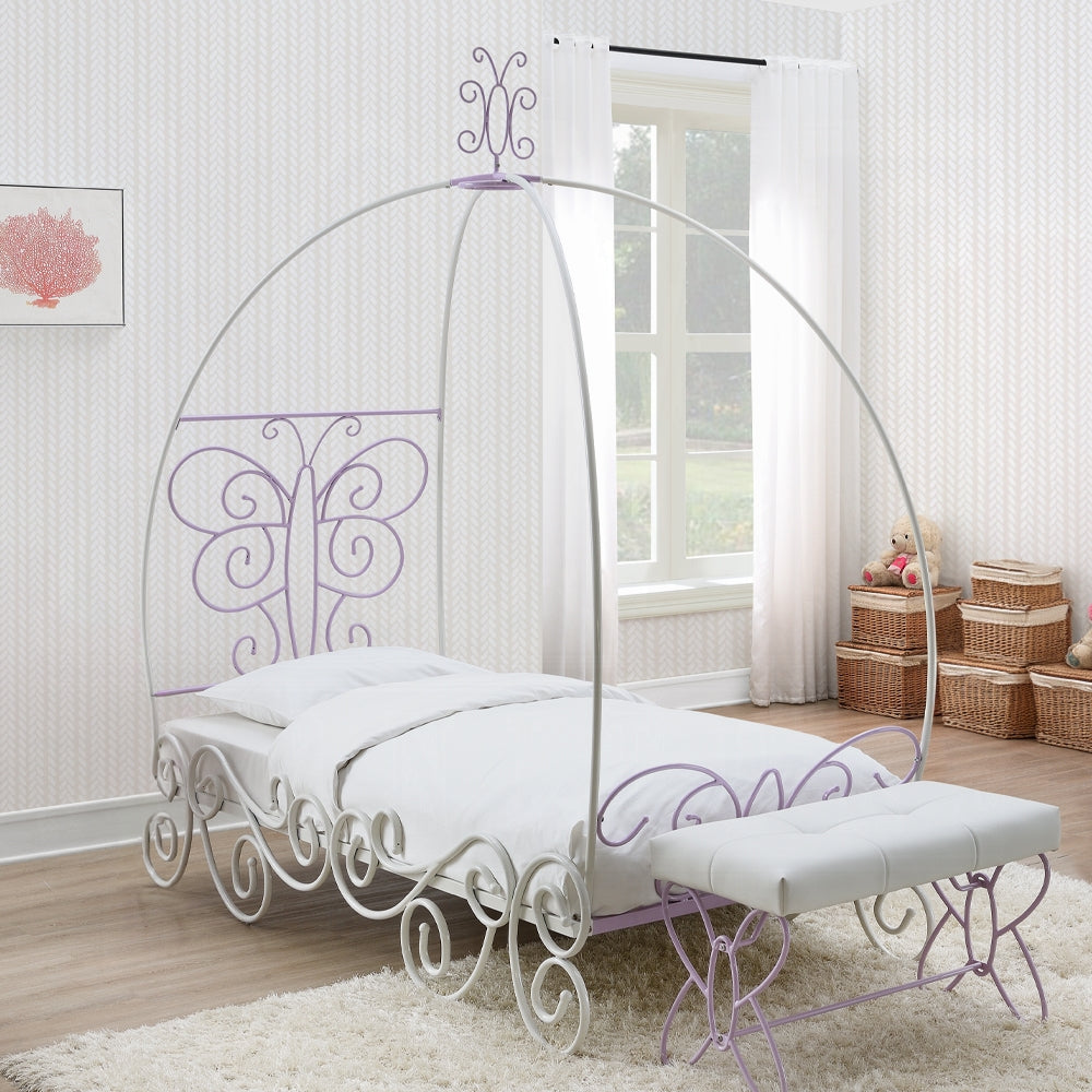 Priya II Princess Bed (White/Light Purple) – Fully Furnished