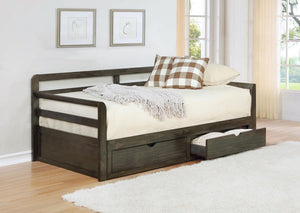 Sorrento 2- Drawer Twin Daybed with Extension Trundle in Grey