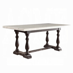 Gerardo 7-PCS Rectangular Table Dining Set (Marble Top/Weathered Espresso)