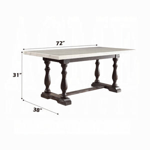 Gerardo 7-PCS Rectangular Table Dining Set (Marble Top/Weathered Espresso)